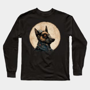 German Sheperd Surreal Steampunk Artwork, Dog Lover Long Sleeve T-Shirt